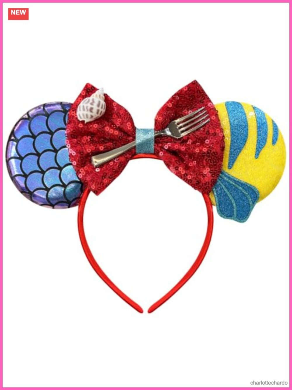 Mermaid Mouse Ears Headband Sequin Bows for Women Theme Party